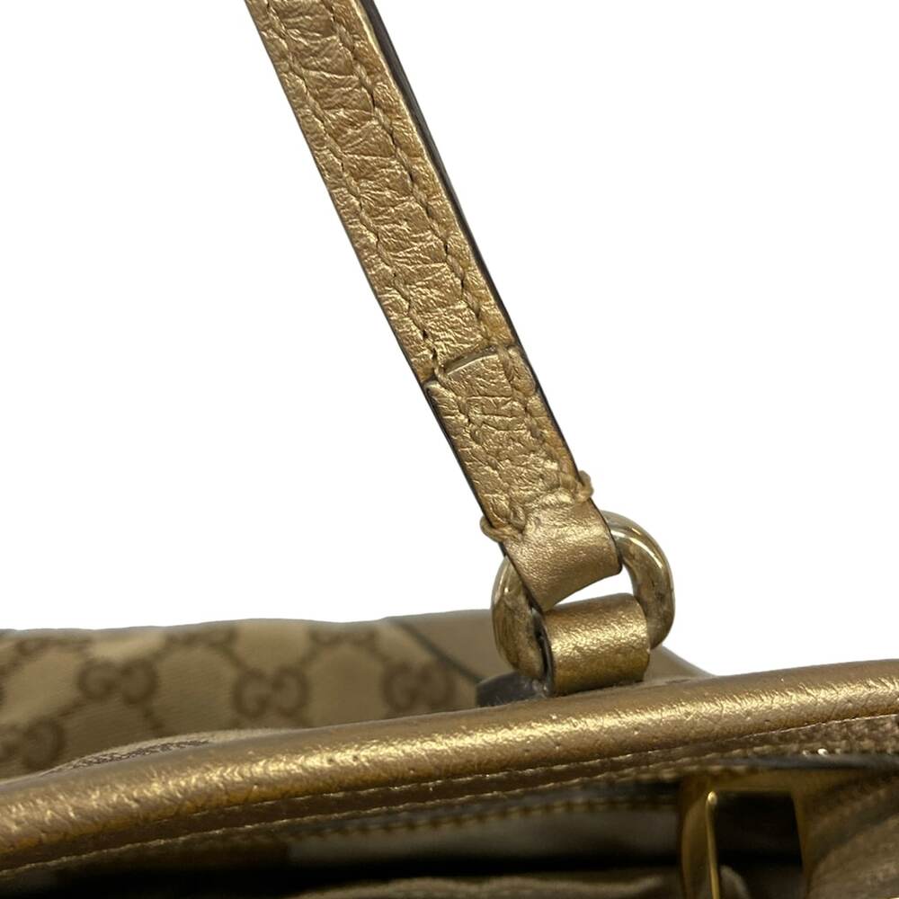 Gucci GG Handbag 353121 Beige Dark Brown Gold Jacquard Leather - Picture 11 of 15